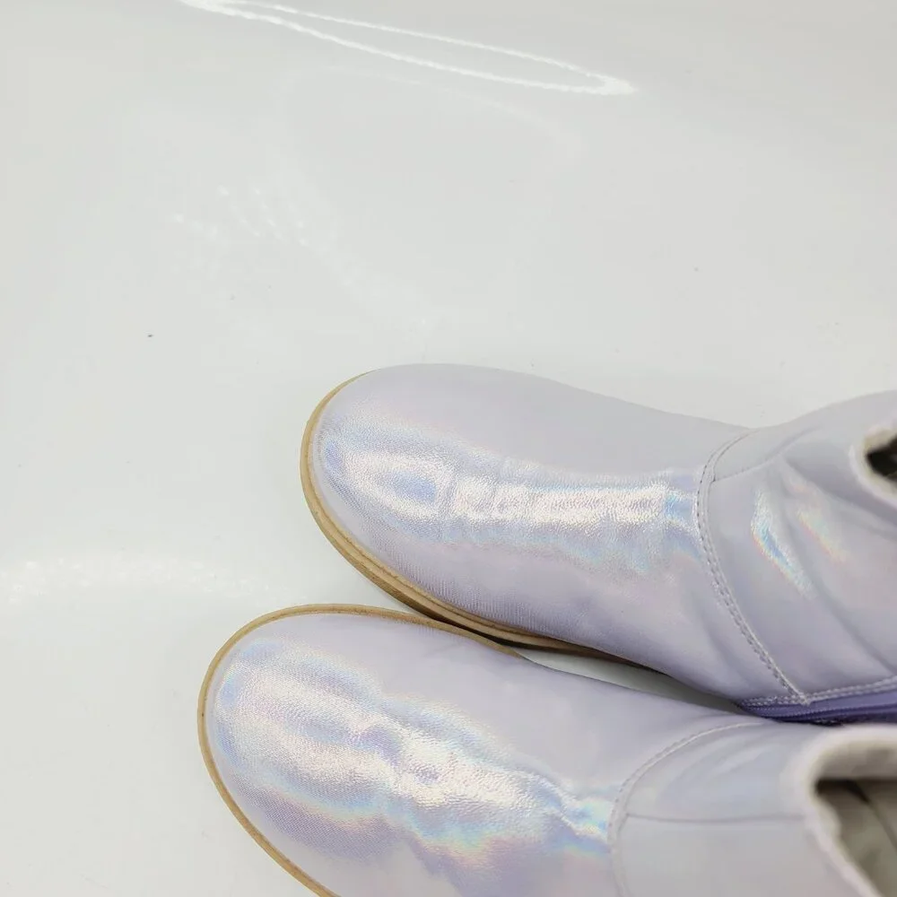 Tucker + Tate Girl's Metallic Lavender Purple Leather Ankle Winter Boots Size 3M